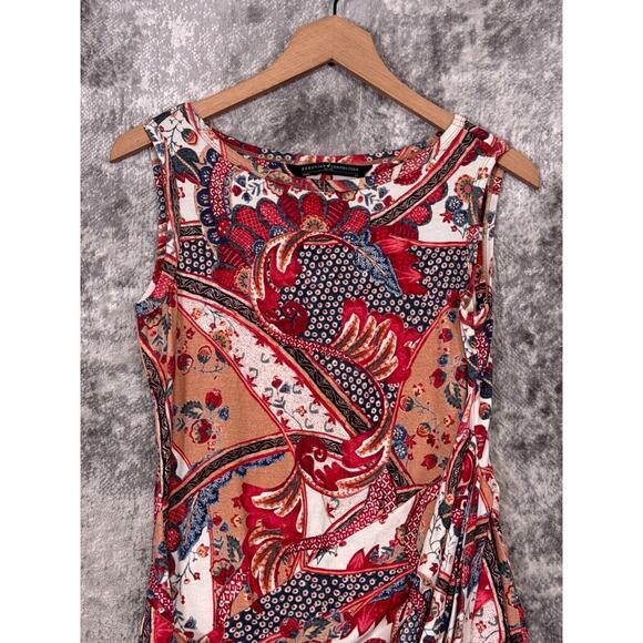 Peruvian Connection Dress XS Womens Floral Paisley Sheath Ruched Viscose Jersey - Picture 2 of 8